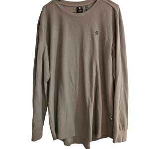 G-Star‎ RAW Mens Long Sleeve Logo T-Shirt Gray Knit Top Size XL